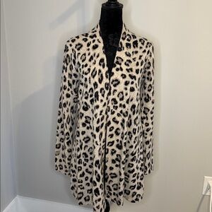 Charter Club Cashmere Animal Print Open Cardigan - sz S